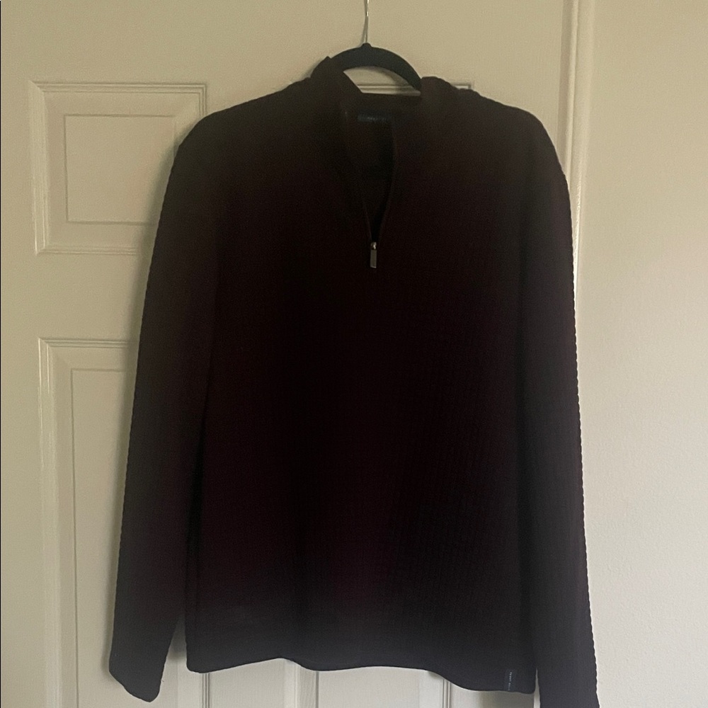 Perry Ellis Men's Dark Red Zip-Up Sweater